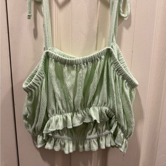 Target Wild Fable Mint Green Off-Shoulder Tie Women's Top - Picture 2 of 3